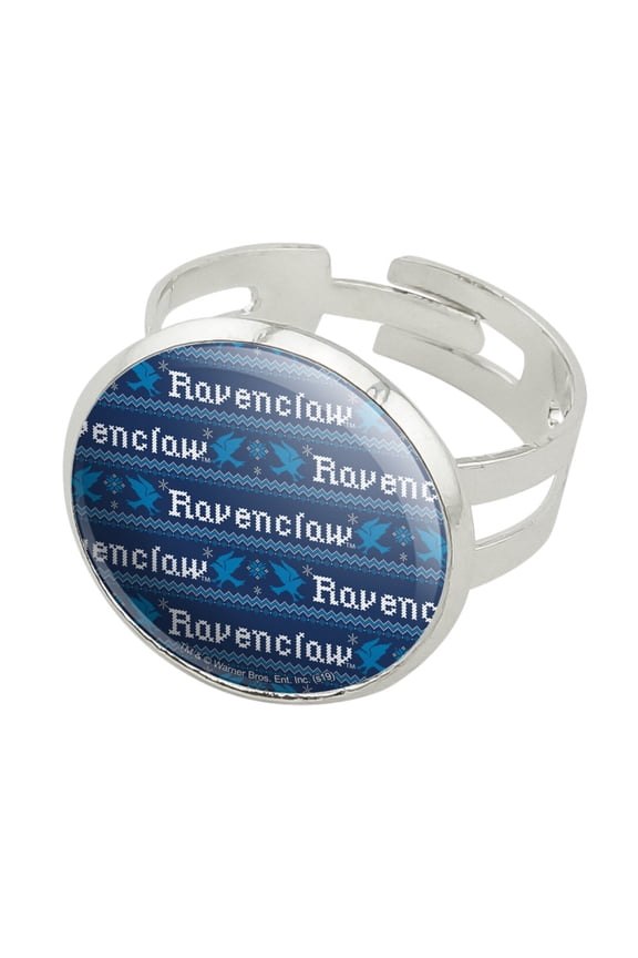 Harry Potter Ravenclaw Sweater with Words Pattern Silver Plated Adjustable Novelty Ring