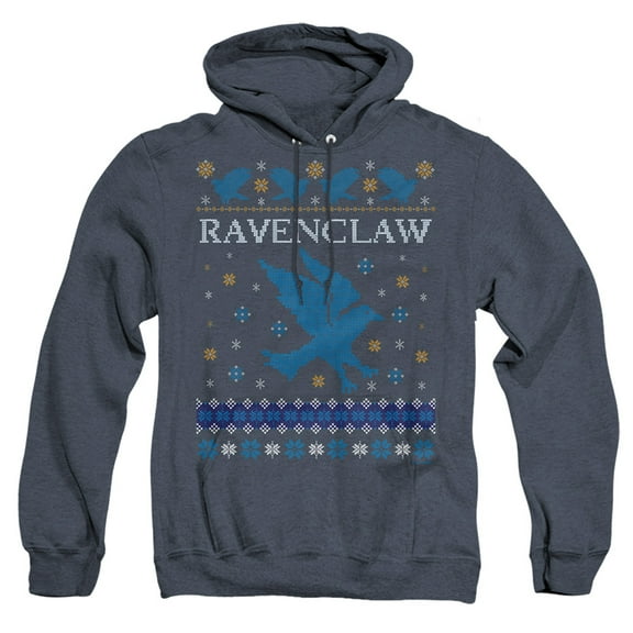 Harry Potter Ravenclaw Ugly Christmas Unisex Adult Pull-Over Heather Hoodie,Navy, 2X-Large
