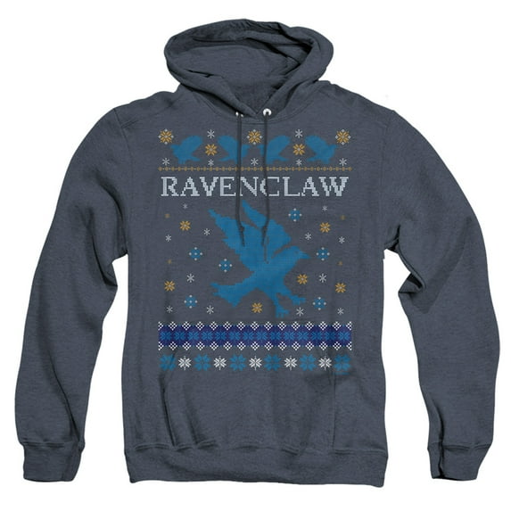 Harry Potter Ravenclaw Ugly Christmas Unisex Adult Pull-Over Heather Hoodie,Navy, 3X-Large