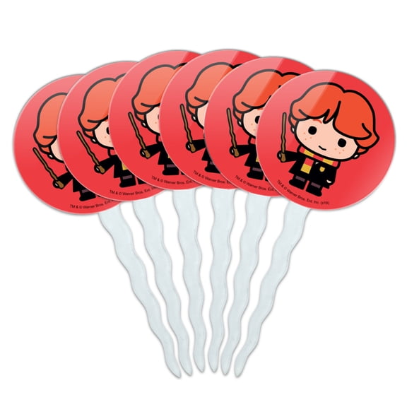 Harry Potter Ron Cute Chibi Character Cupcake Picks Toppers Decoration Set of 6