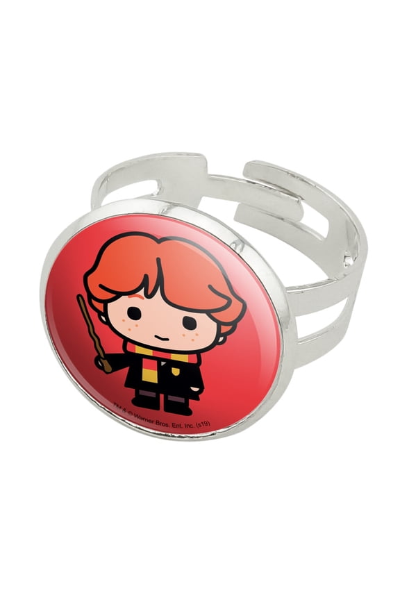 Harry Potter Ron Cute Chibi Character Silver Plated Adjustable Novelty Ring