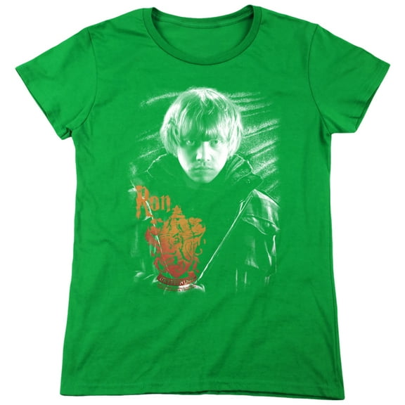 Harry Potter Ron Portrait Women's T Shirt, Kelly Green, Medium