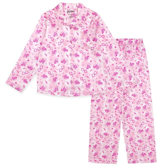 Harry Potter Satin Pajama Shirt and Pajama Pants Sleep Set Logo Little Kid to Big Kid