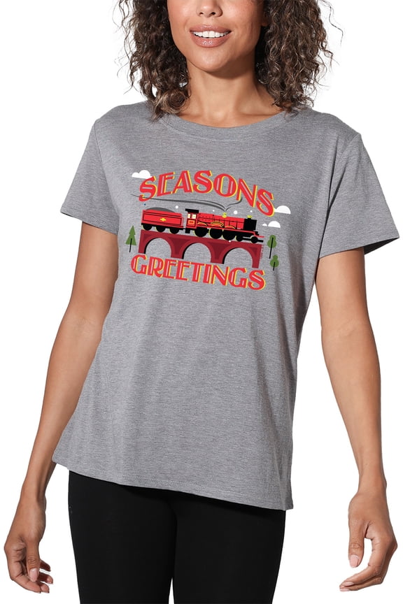 Seasons Greetings Christmas Hogwarts Express Women's Loose T-Shirt, Athletic Heather, Small