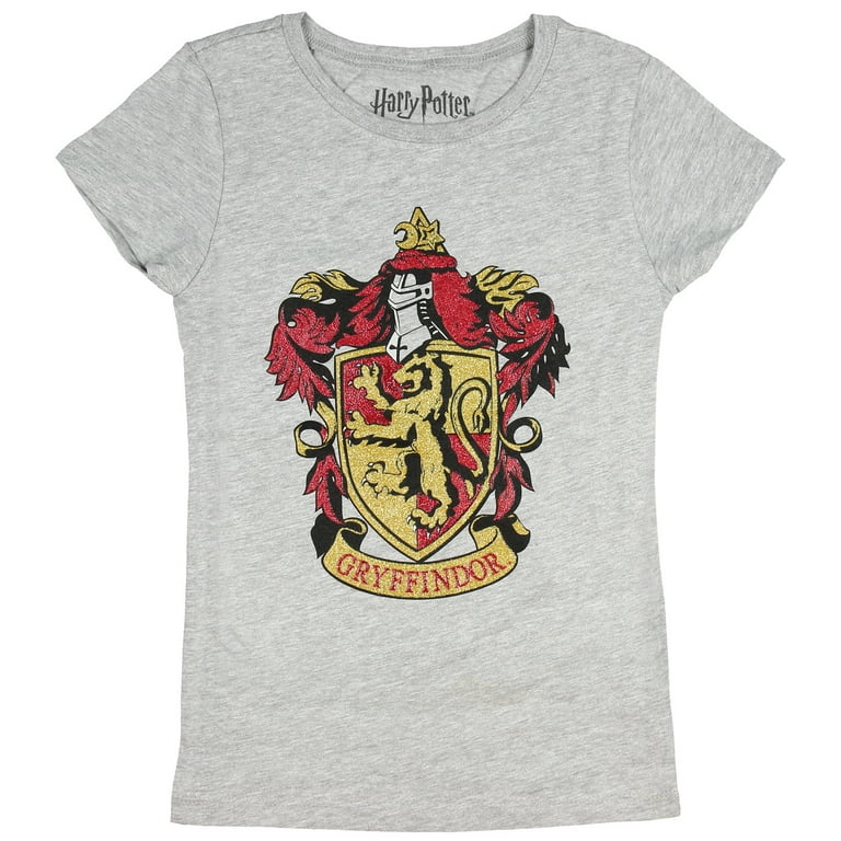Harry Potter Crest Shirt (Large 10-12) House Girls Gryffindor Glitter T-shirt Kids