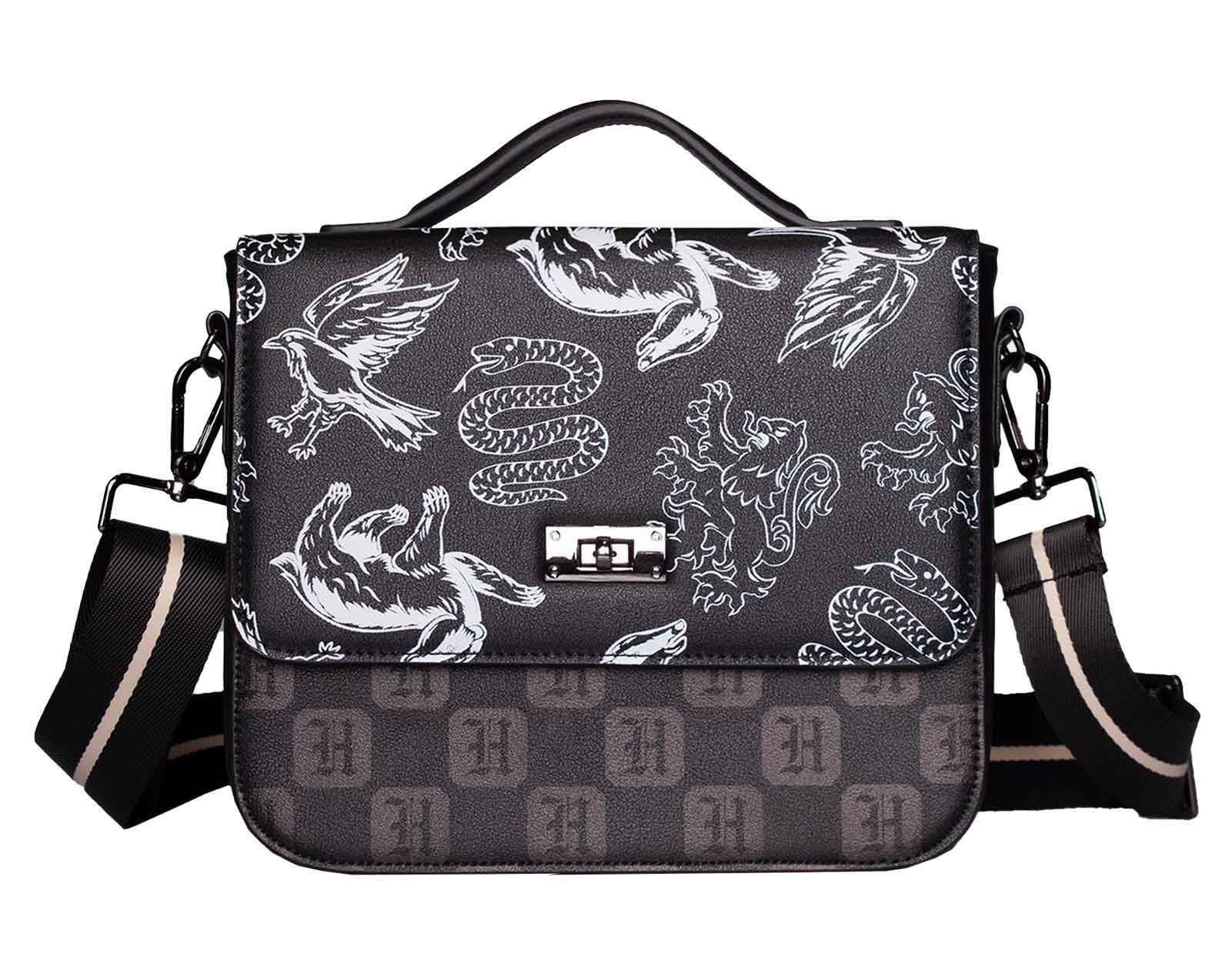 Borsa A Tracolla Unisex Harry Potter – Casa Slytherin, Poliestere Nero, Merch Ufficiale