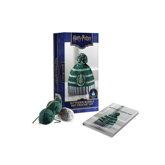 Harry Potter: Slytherin Pom-POM Beanie Crochet Kit, (Paperback)