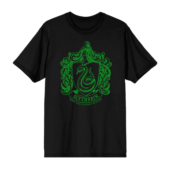Harry Potter Slytherin Crest Crew Neck Short Sleeve Men's T-shirt-Large
