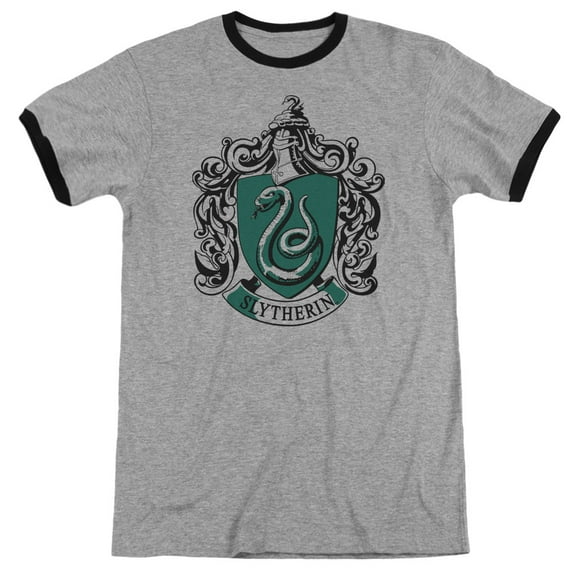 Harry Potter - Slytherin Crest - Heather Ringer Short Sleeve Shirt - Large