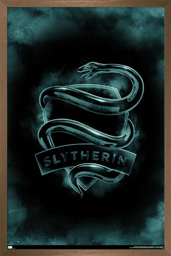 Harry Potter - Slytherin Crest Magic Wall Poster, 14.725" x 22.375", Framed