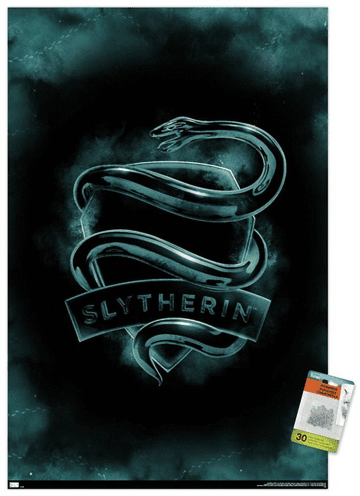 Harry Potter - Slytherin Crest Magic Wall Poster with Pushpins, 22.375" x 34"