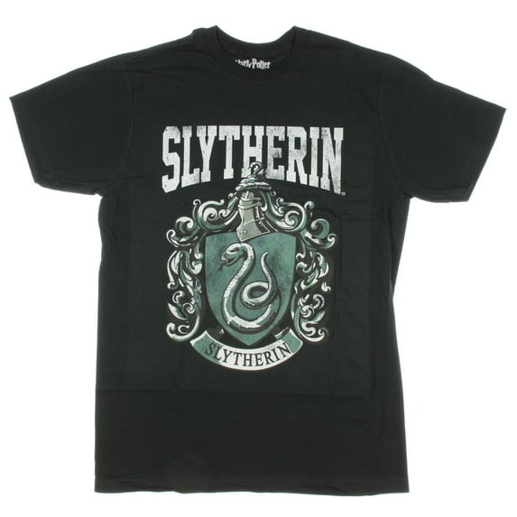 Harry Potter Slytherin Crest Mens Black T-Shirt (Small)