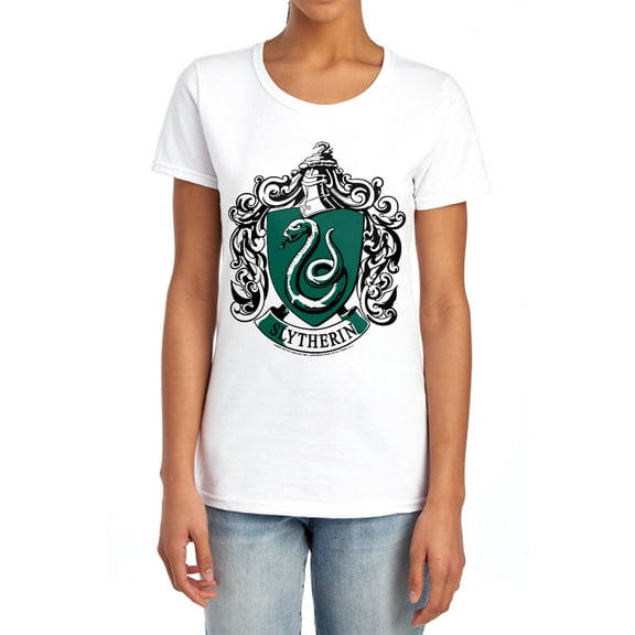 Harry Potter Slytherin Crest Women's T Shirt, White, Large