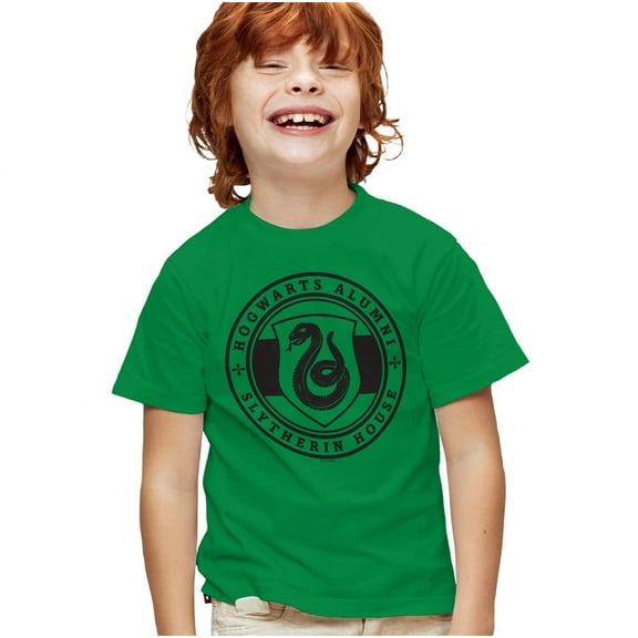 Harry Potter Slytherin House Badge Kids T Shirt for Youth Boys and Girls, Kelly Green, Large