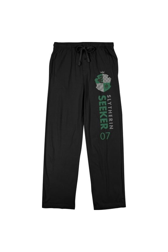Harry Potter Slytherin House Quidditch Seeker 07 Men's Black Sleep Pajama Pants-M