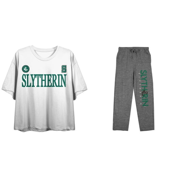 Harry Potter Slytherin Ladies Sleep Set and Short Sleeve Tee and Jogger Pants-Medium
