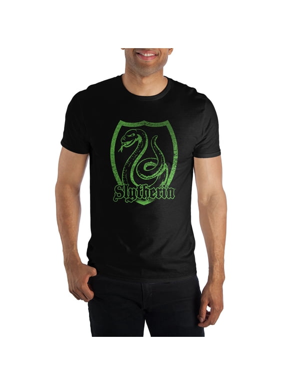 Harry Potter Slytherin Logo Specialty Soft Hand Print Men's Black Tee T-Shirt Shirt-XX-Large