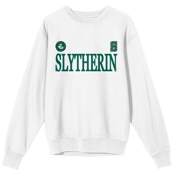Harry Potter Slytherin Mascot Adult White Crew Neck Long Sleeve Sweatshirt-Medium