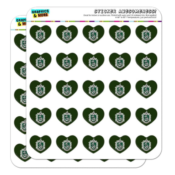 Harry Potter Slytherin Painted Crest Heart Shaped Planner Calendar Scrapbook Craft Stickers