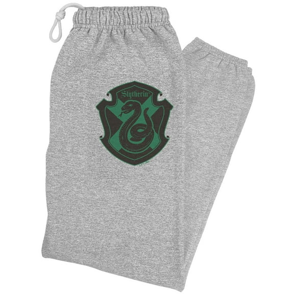 Harry Potter Slytherin Plaid Sigil Unisex Jogger Sweatpants for Men and Women, Athletic Heather, X-Large