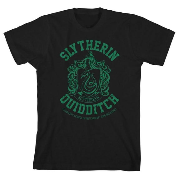 Harry Potter Slytherin Quidditch Boy's Black Tee-XS