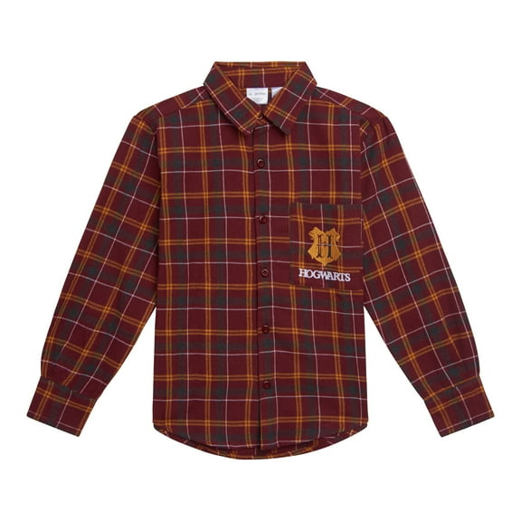 Harry Potter Slytherin Ravenclaw Hufflepuff Flannel Button Down Shirt Plaid Toddler to Big Kid