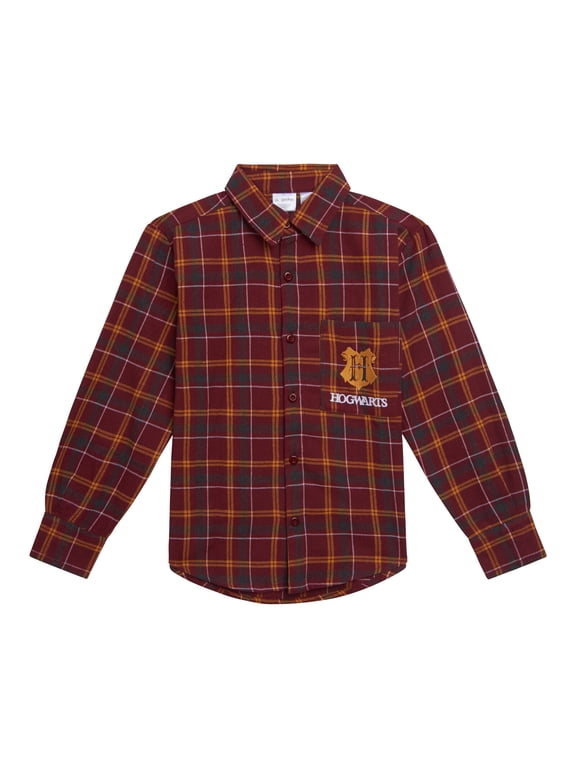 Slytherin Ravenclaw Hufflepuff Flannel Button Down Shirt Plaid Toddler to Big Kid