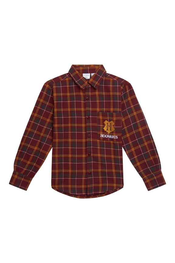 Slytherin Ravenclaw Hufflepuff Flannel Button Down Shirt Plaid Toddler to Big Kid
