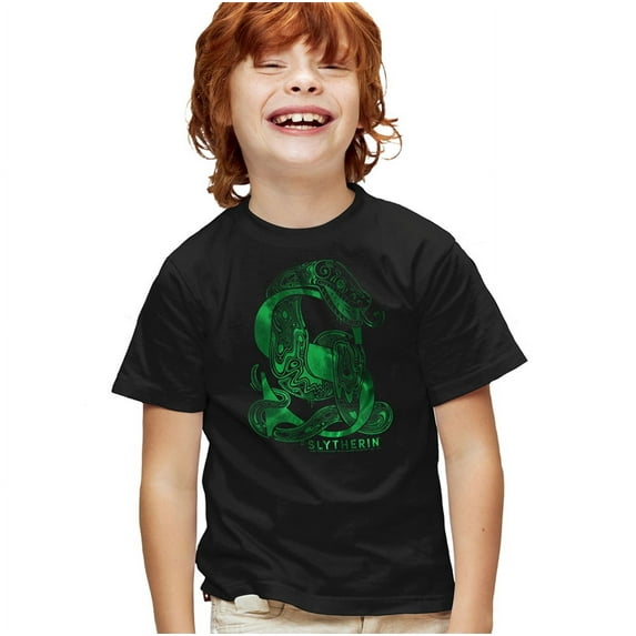 Harry Potter Slytherin S Logo Kids T Shirt (Medium) for Youth Toddler Boys and Girls, Black
