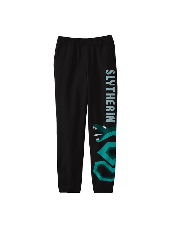 Harry Potter Slytherin Serpent Boy's Black Sweatpants-XL