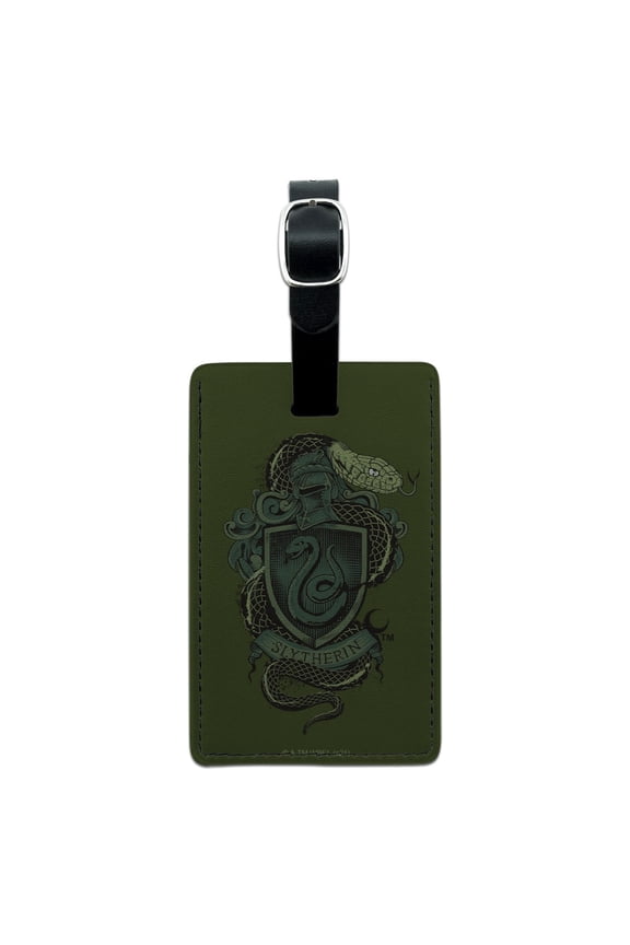 Harry Potter Slytherin Snake Crest Rectangle Leather Luggage Card ID Tag