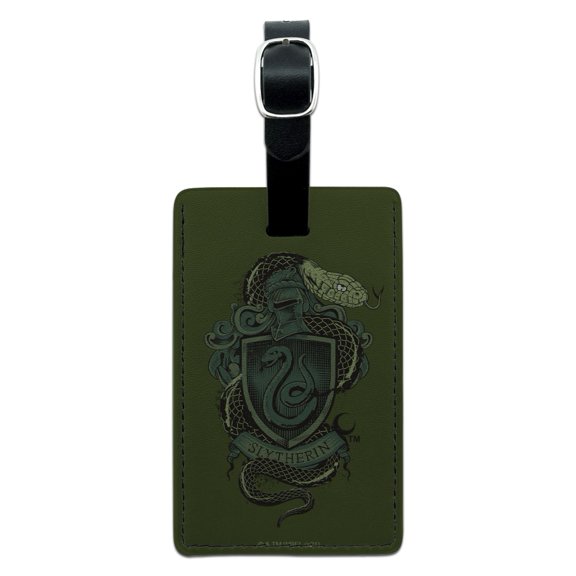 Harry Potter Slytherin Snake Crest Rectangle Leather Luggage Card ID Tag