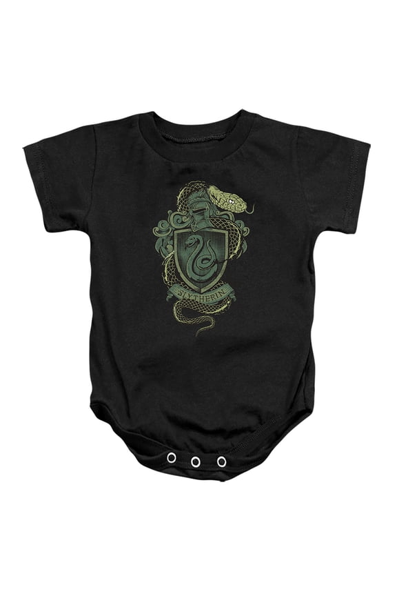 Slytherin Snake Crest Unisex Infant Snap Suit for Baby (18 Months) Black