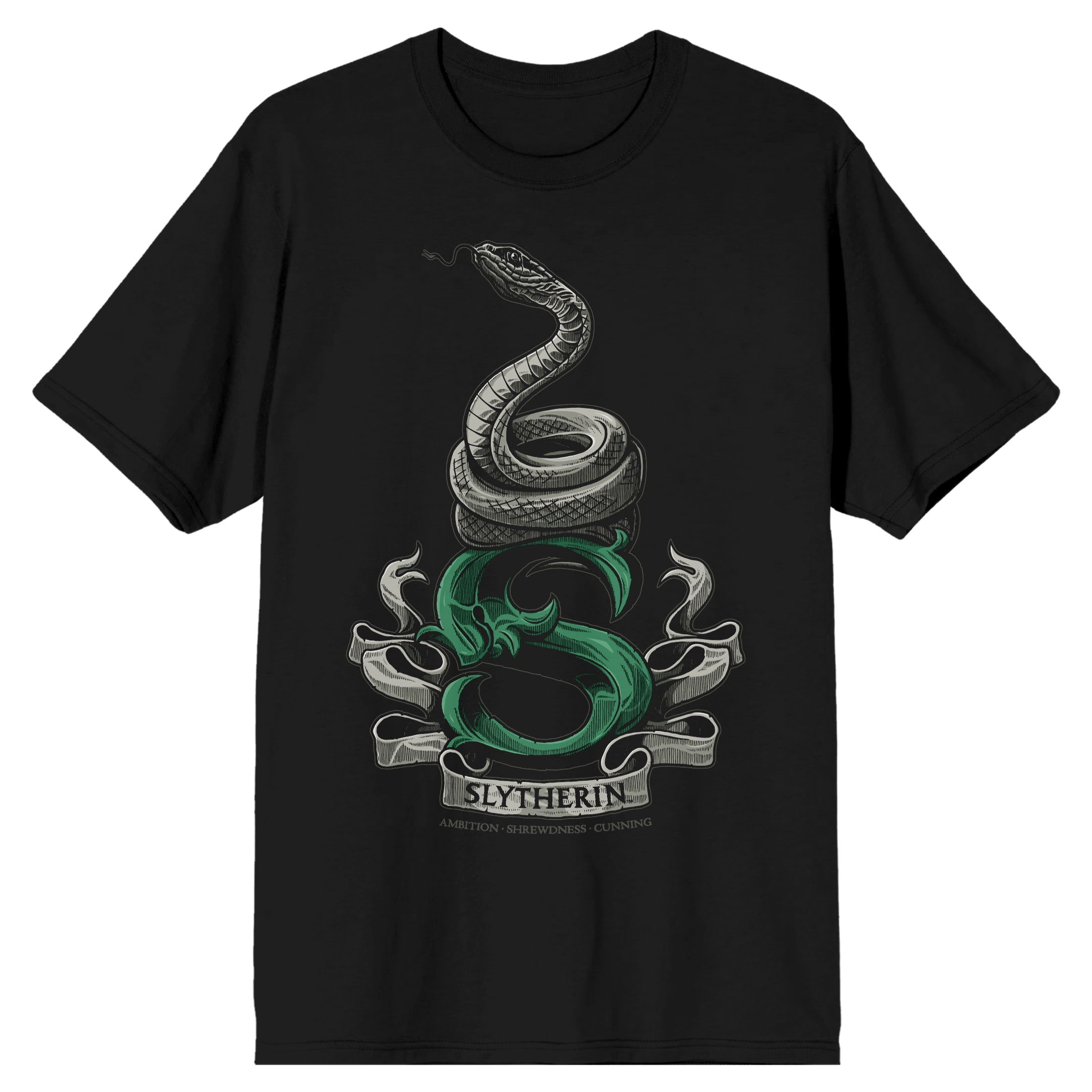 ★ SPAO★ Harry Potter Striped Short Sleeve T-Shirt BLACK S Harry Potter Slytherin Snake Men's Black T-shirt-Small