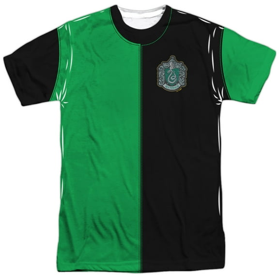 Harry Potter Slytherin Split Uniform 100% Polyester Adult Costume T Shirt for Men & Women, 3X-Large