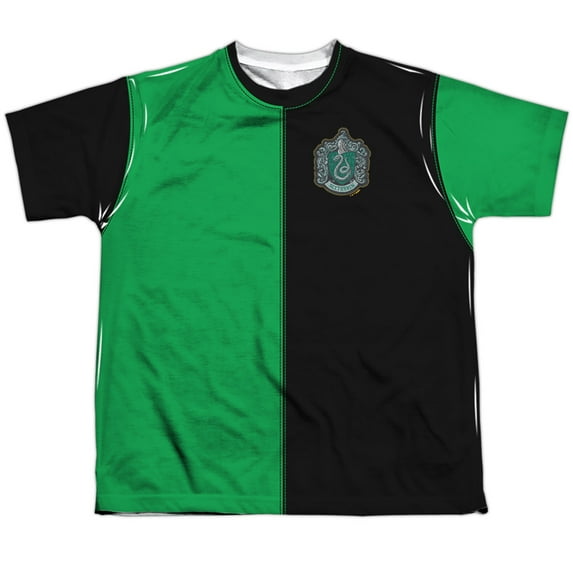 Harry Potter Slytherin Split Uniform 100% Polyester Youth Costume T Shirt for Boys & Girls, X-Large