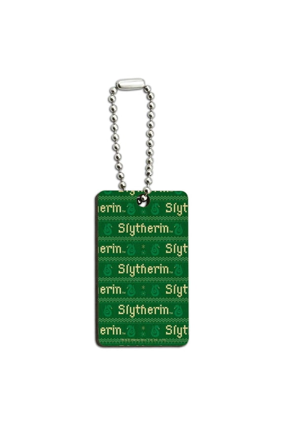 Harry Potter Slytherin Sweater with Words Pattern Wood Wooden Rectangle Keychain Key Ring