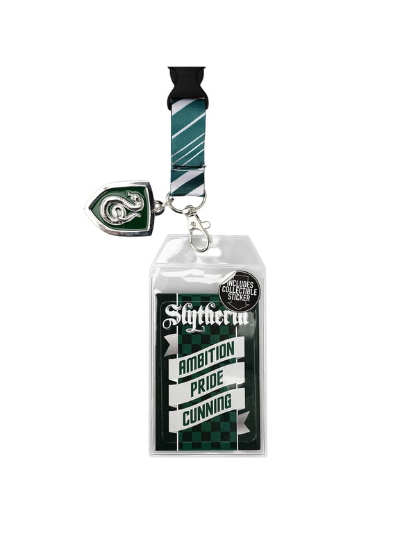 Harry Potter Slytherin Tie Inspired Sublimation Print Metal Charm & Id Holder Lanyard OSFA