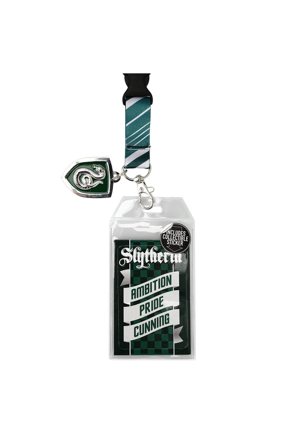 Harry Potter Slytherin Tie Inspired Sublimation Print Metal Charm & Id Holder Lanyard OSFA