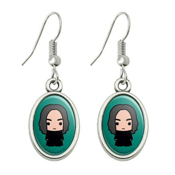 Harry Potter Snape Cute Chibi Character Novelty Dangling Drop Oval Charm Earrings
