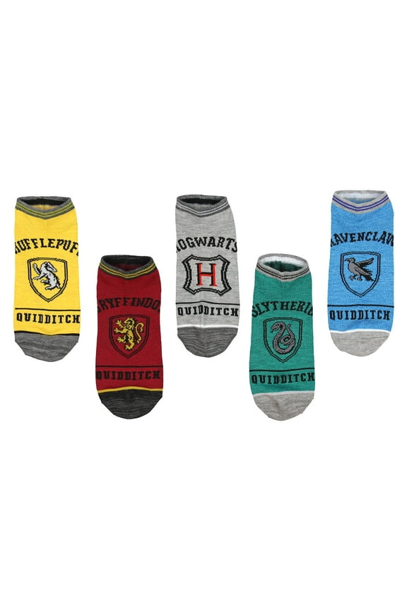 Harry Potter Socks Adult Hogwarts Quidditch No Show Ankle Socks 5 Pack