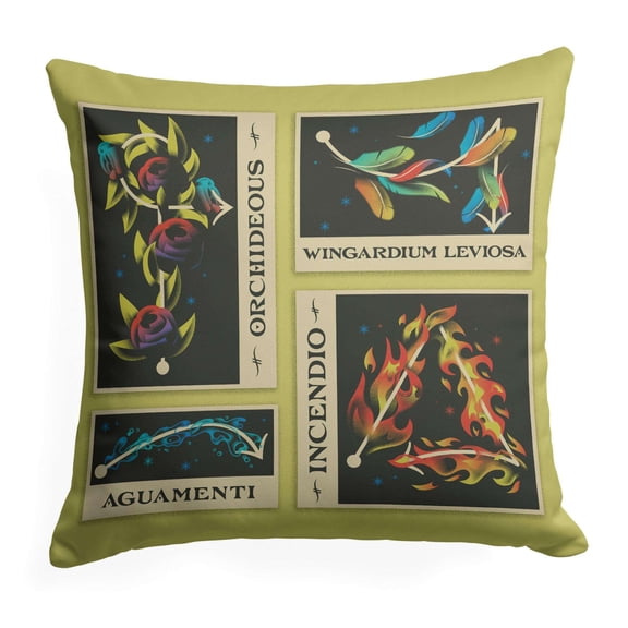 Harry Potter Spells Collage Kids Printed Throw Pillow