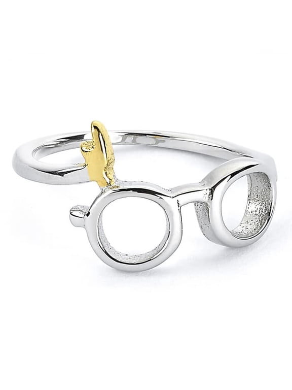 Stainless Steel Lightning Bolt and Glasses Ring - Size Medium, ys/m, Zinc Alloy