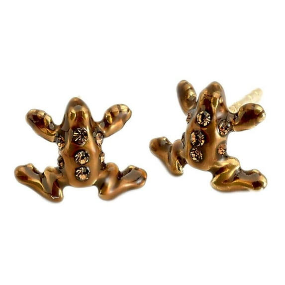 Harry Potter Sterling Silver Chocolate Frog Stud Earrings with Crystals