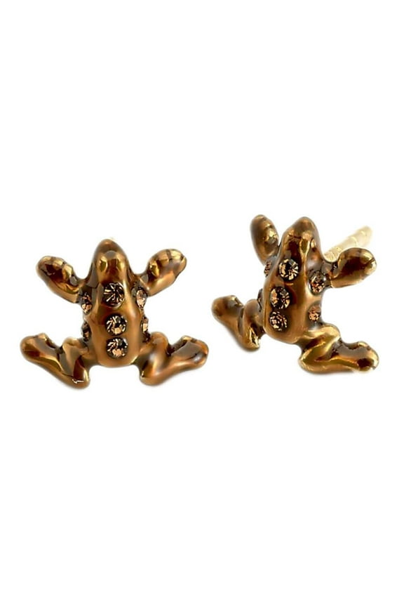 Harry Potter Sterling Silver Chocolate Frog Stud Earrings with Crystals