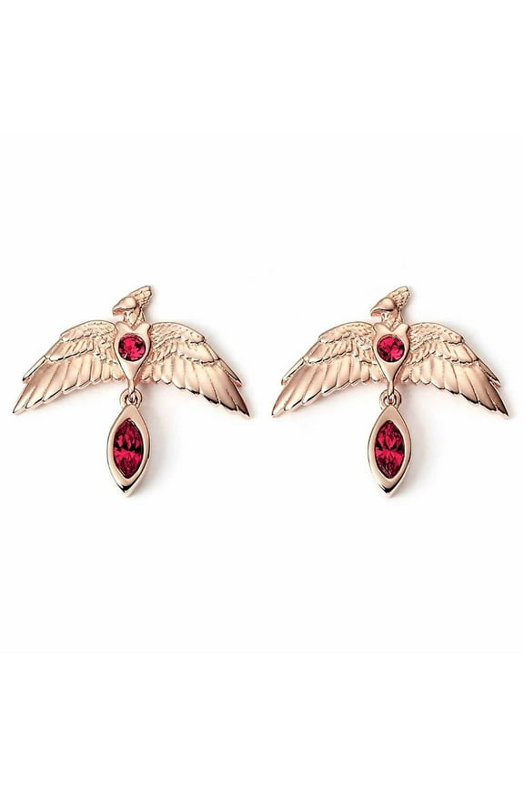 Sterling Silver Rose Gold Plated Fawkes Earrings with Crystals