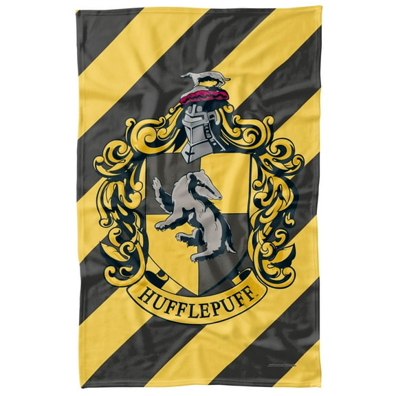 Harry Potter Stripe Hufflepuff Crest Fleece Blanket 36' x 58'