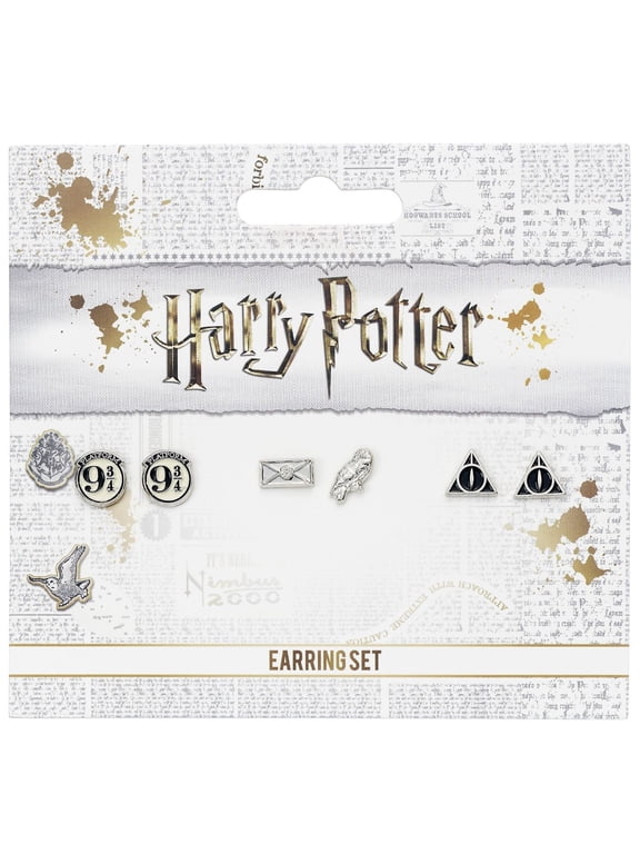 Harry Potter Stud Earring Set: Platform 9 3/4, Hedwig & Letter, Deathly Hallows