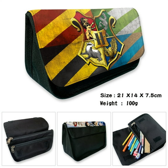 Harry Potter Student Pencil Case Large Capacity Double Zipper Pencil Case Wallet Stationery Bag