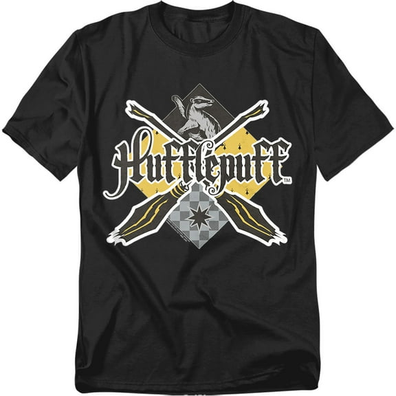 Harry Potter T-Shirt Hufflepuff Broomstick Badger Logo Unisex Graphic Tee for Men & Women